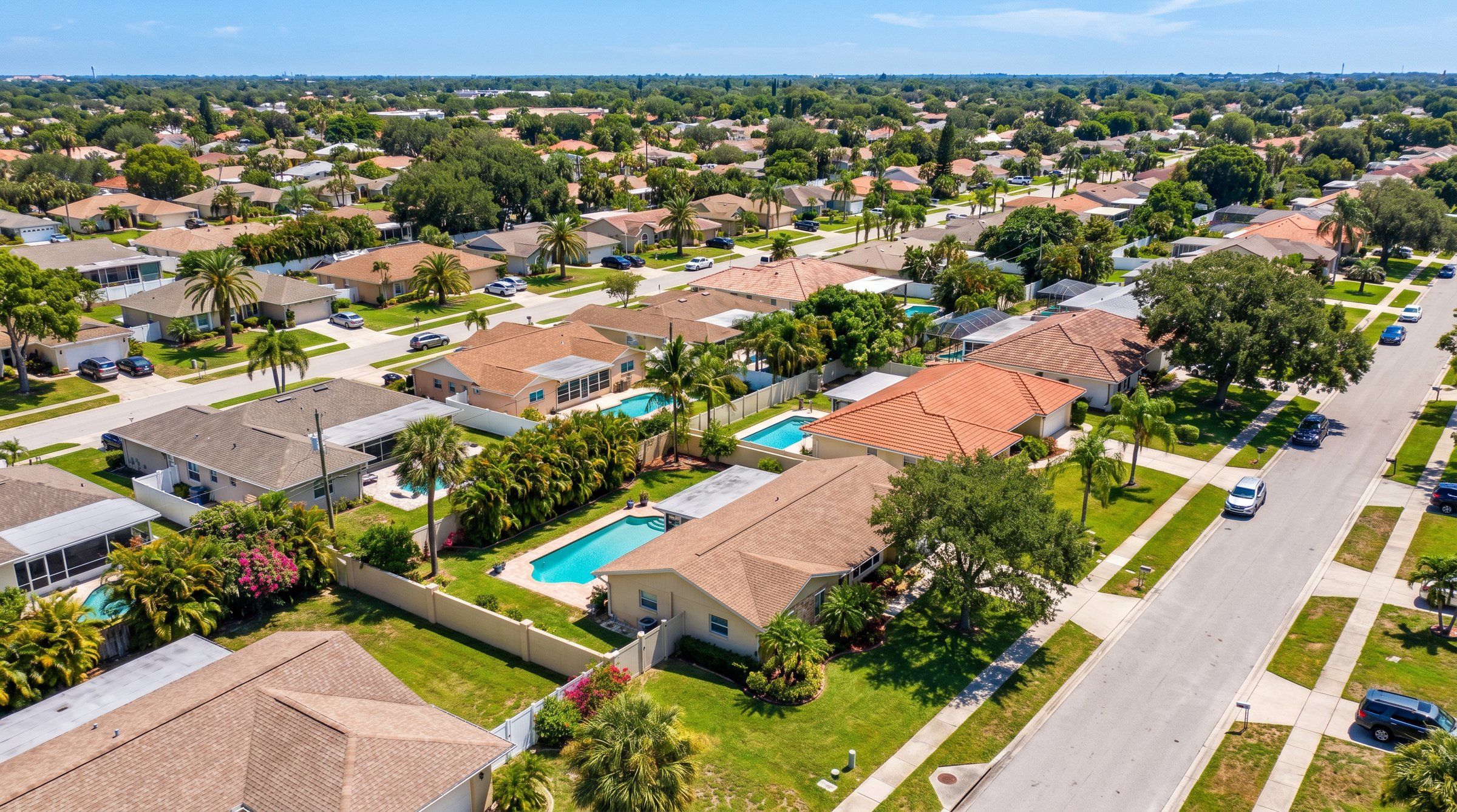 Florida neighborhood aerial view