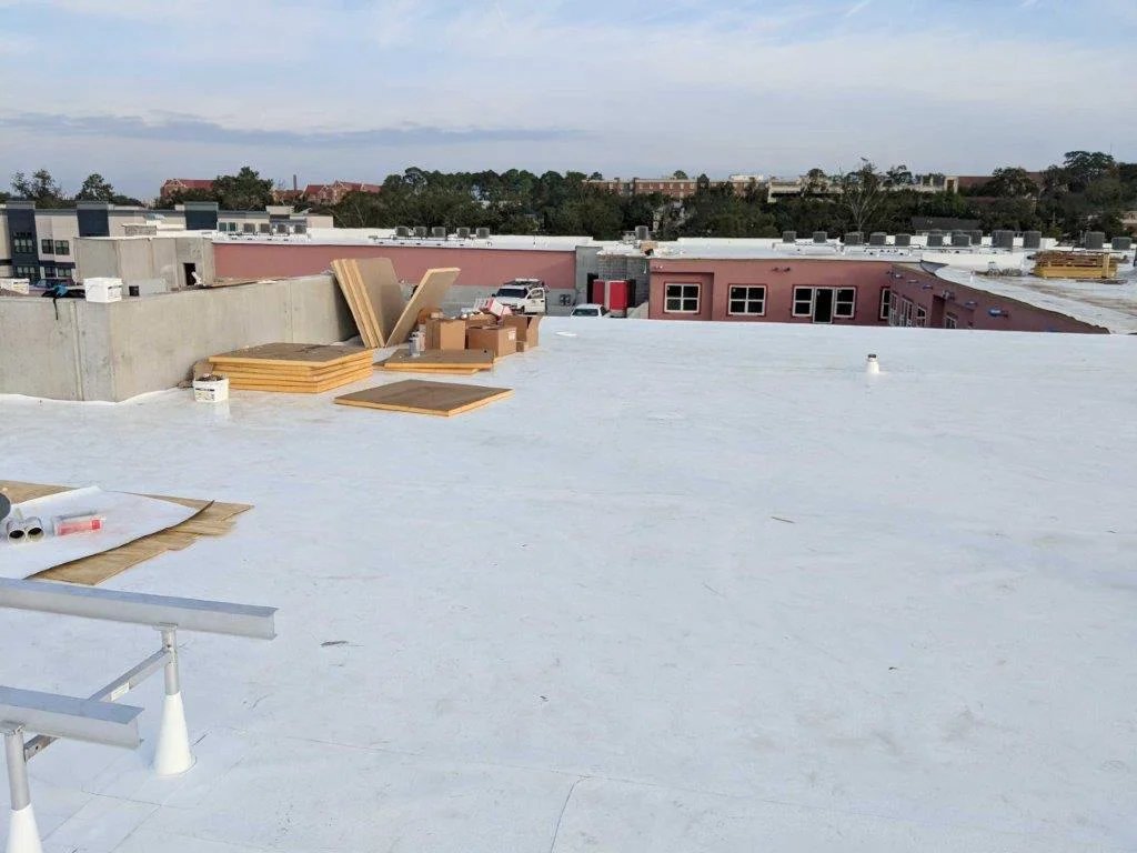 Commercial TPO roof installation