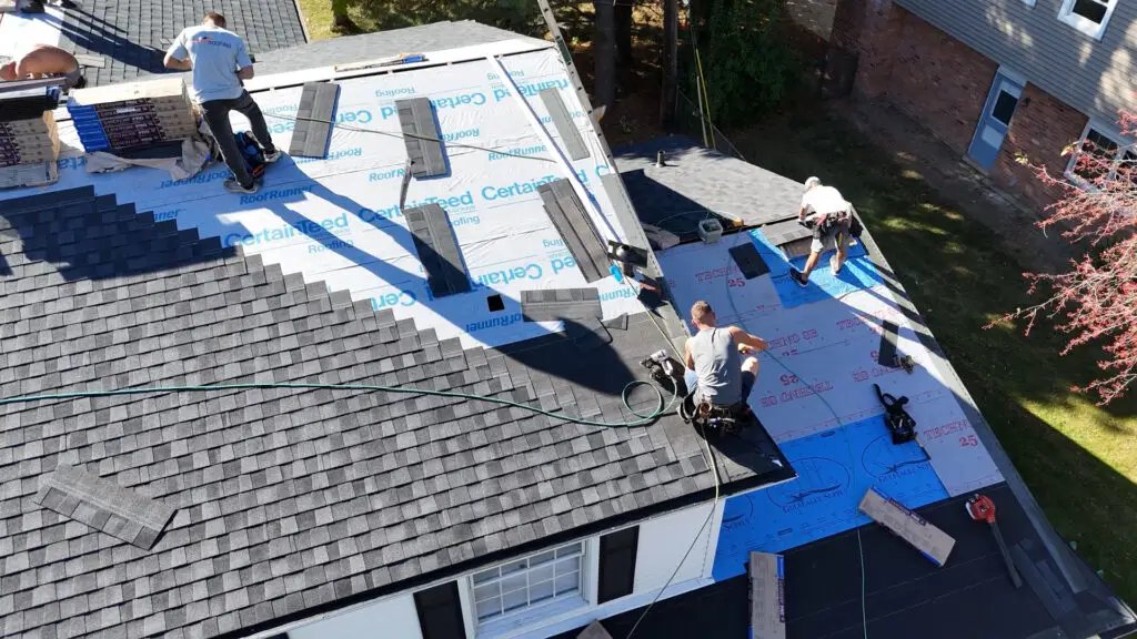 Roofing crew on commercial project